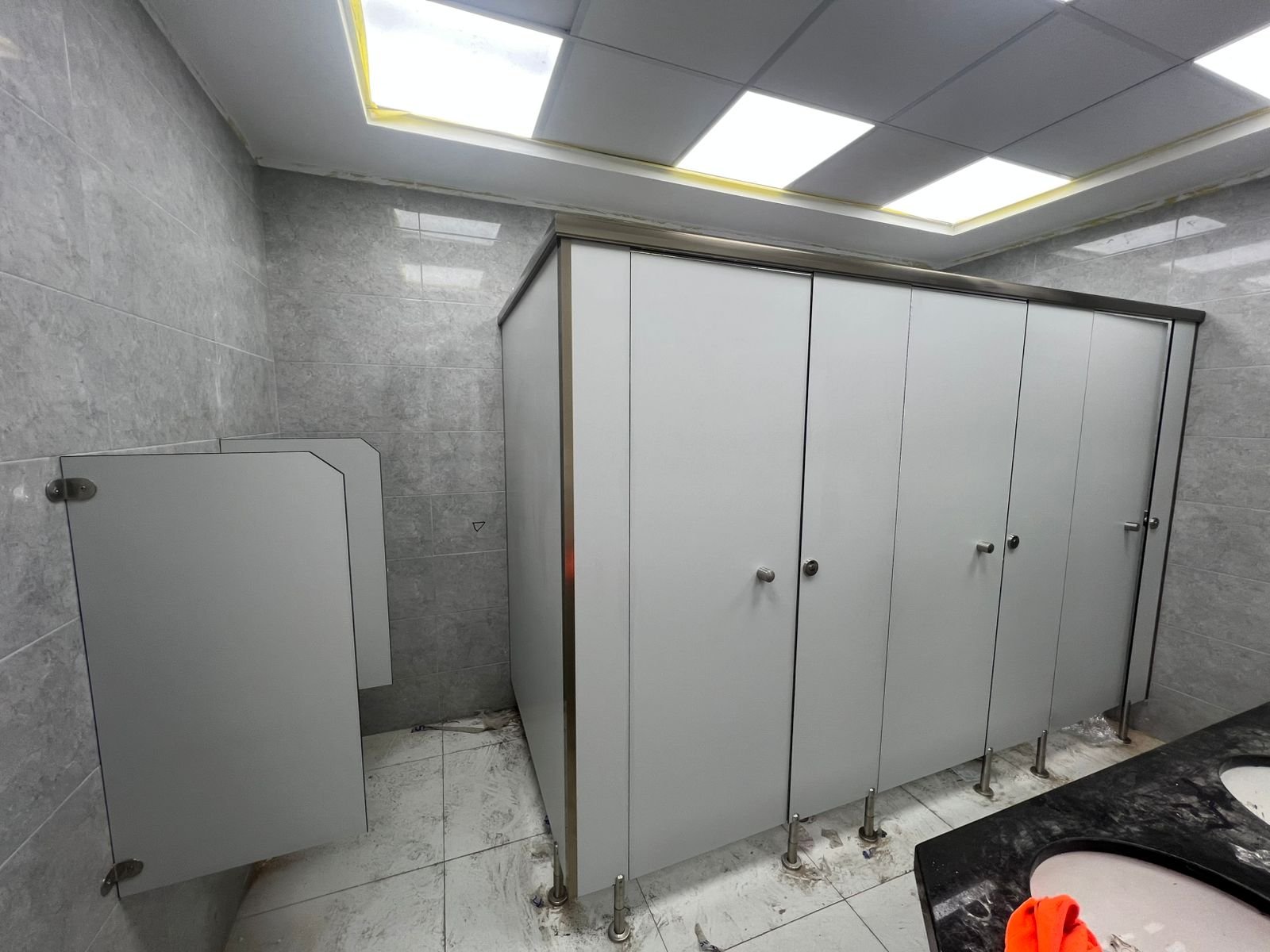 UNISCE compact HPL panel detail on a washroom project in 6th of October City