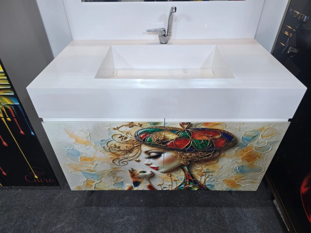 Corian vanity unit with integrated sink installed by Cairo House EG