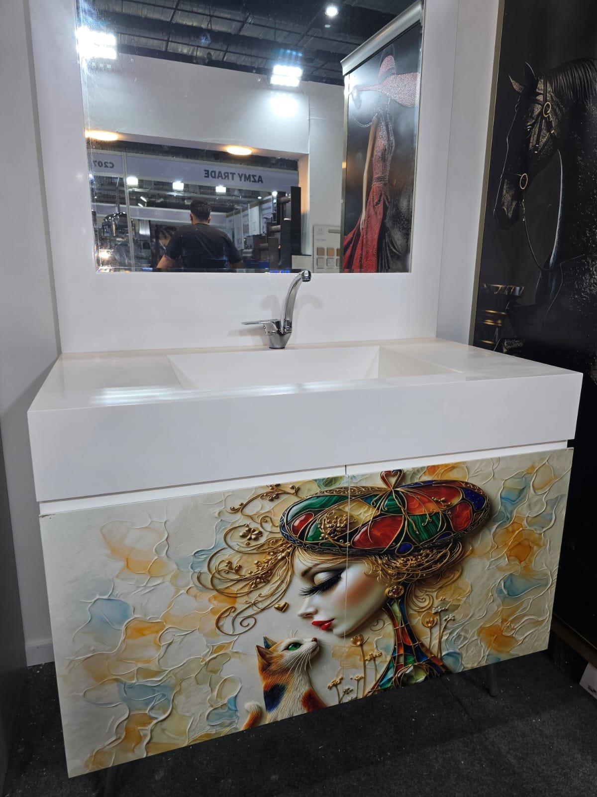 Integrated Corian sink and vanity counter fabricated for dental clinic in Nasr City Cairo