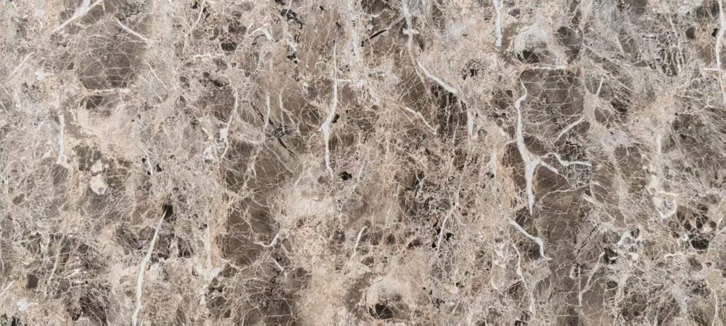 Brown web marble look Corian surface from Cairo House, with dense white and grey veining across a warm brown base, one of the finishes available for Corian countertops in Cairo supplied to cafes and restaurants in the city.