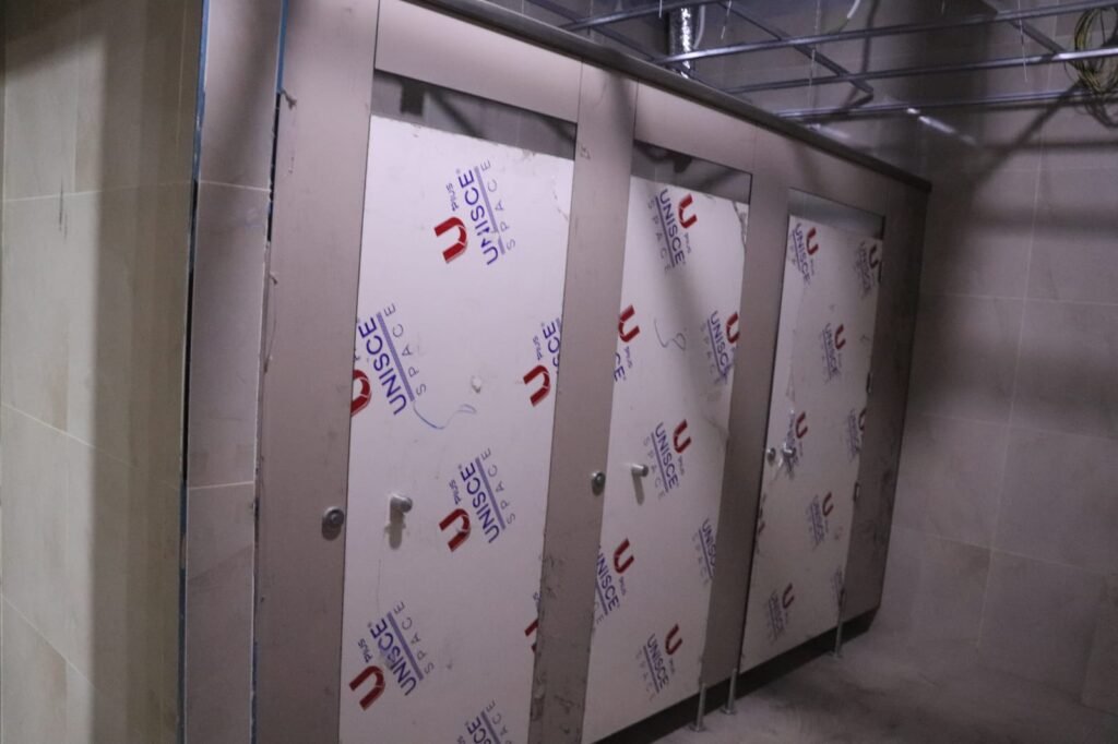 Compact HPL panels on site before installation, from the best Indian compact HPL in Egypt