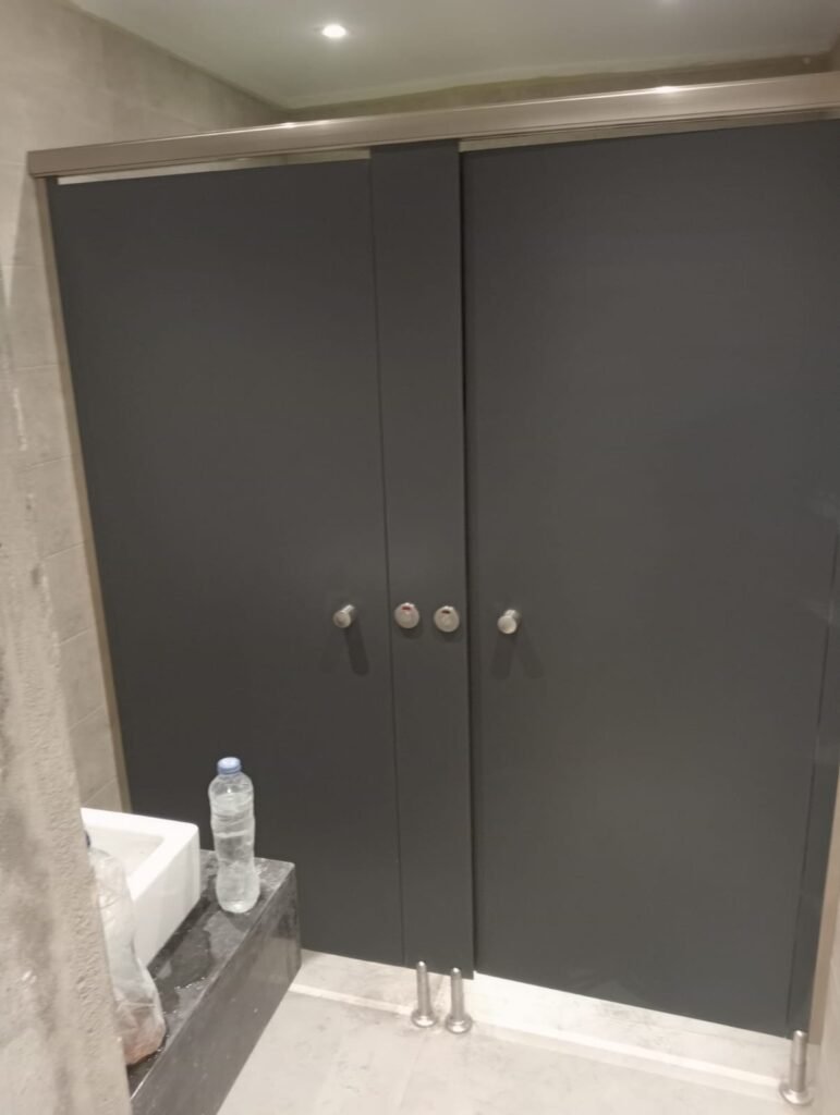 Charcoal compact HPL cubicles installed by Cairo House in Cairo