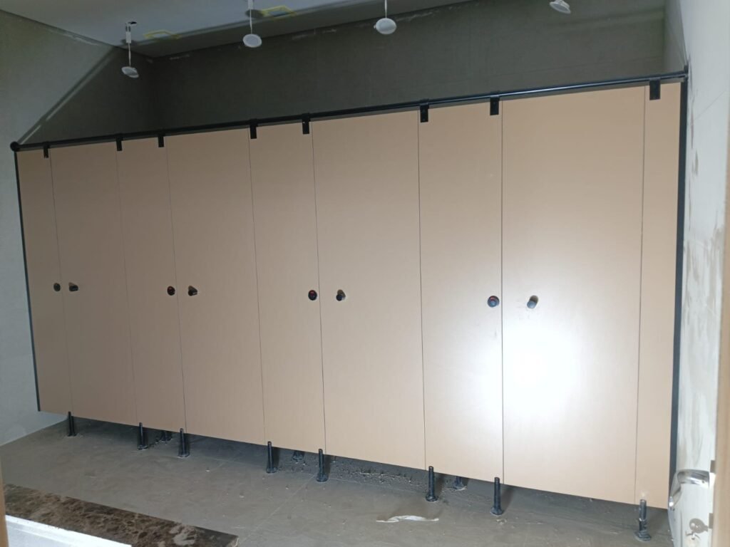 Sand Beige compact HPL cubicles installed by Cairo House in Cairo